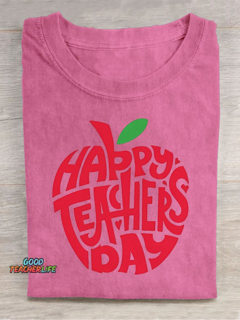 Happy Teachers' Day Decoration Pattern T-shirt