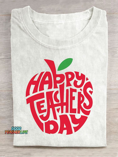 Happy Teachers' Day Decoration Pattern T-shirt