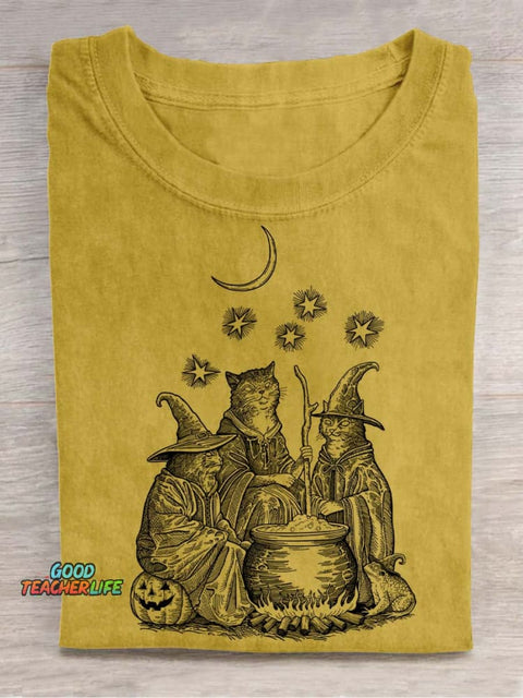Cat Wizards Decorative Pattern T-shirt