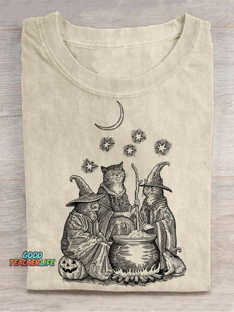 Cat Wizards Decorative Pattern T-shirt