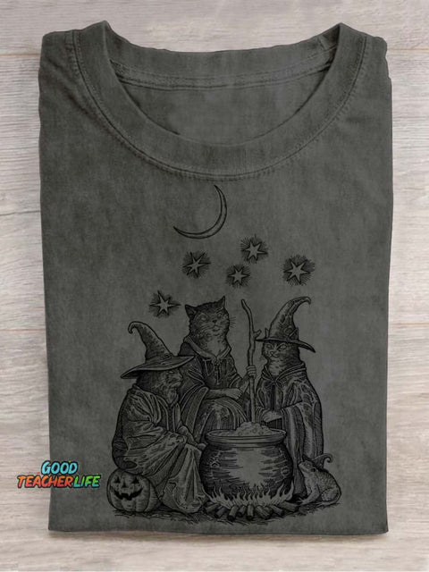 Cat Wizards Decorative Pattern T-shirt