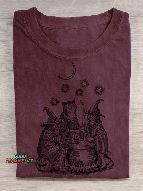 Cat Wizards Decorative Pattern T-shirt