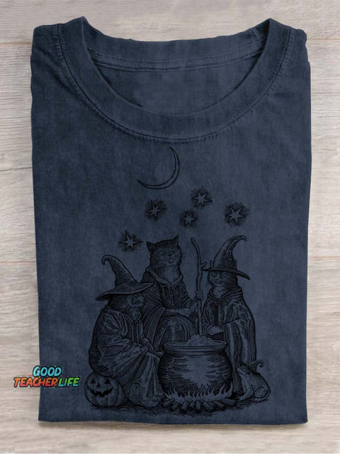 Cat Wizards Decorative Pattern T-shirt