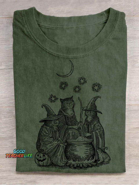 Cat Wizards Decorative Pattern T-shirt