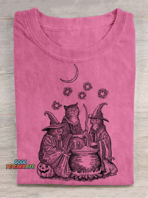 Cat Wizards Decorative Pattern T-shirt