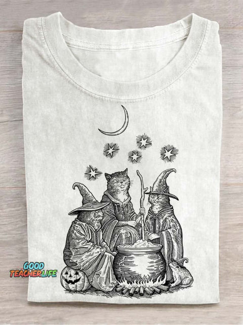 Cat Wizards Decorative Pattern T-shirt