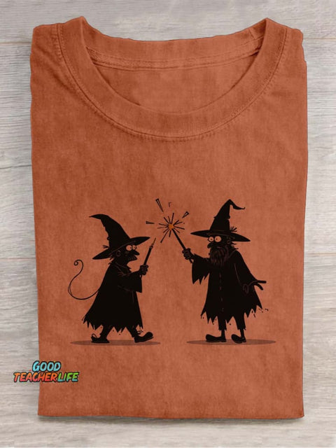 Wizards Casting Spells Decorative Pattern T-shirt