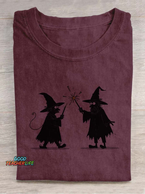 Wizards Casting Spells Decorative Pattern T-shirt