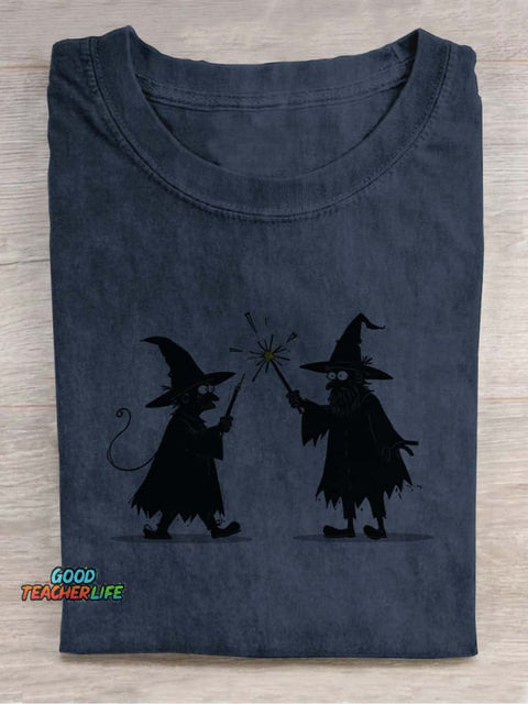 Wizards Casting Spells Decorative Pattern T-shirt