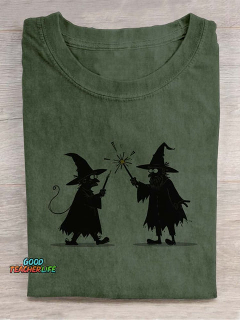 Wizards Casting Spells Decorative Pattern T-shirt