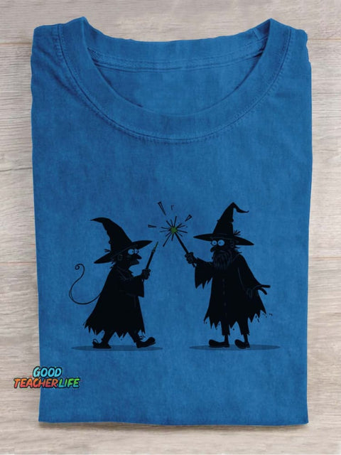 Wizards Casting Spells Decorative Pattern T-shirt