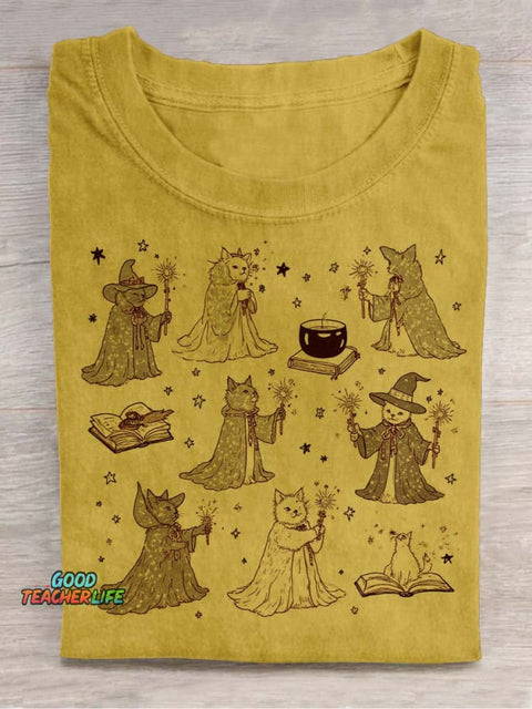 Wizard Cats Decorative Pattern T-shirt