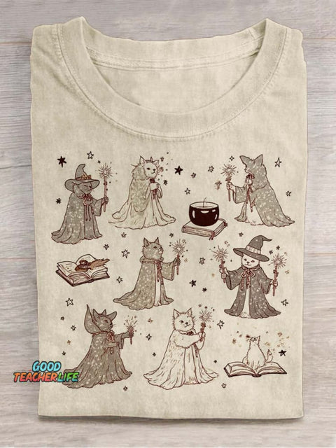 Wizard Cats Decorative Pattern T-shirt