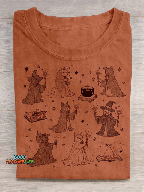 Wizard Cats Decorative Pattern T-shirt