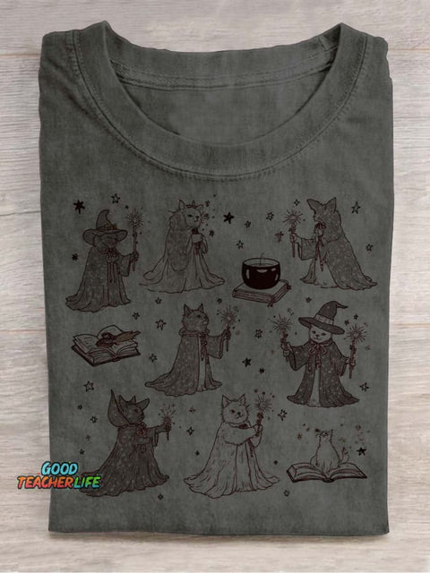 Wizard Cats Decorative Pattern T-shirt