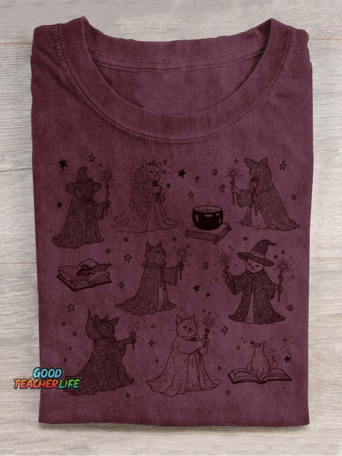 Wizard Cats Decorative Pattern T-shirt