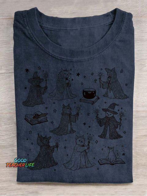 Wizard Cats Decorative Pattern T-shirt