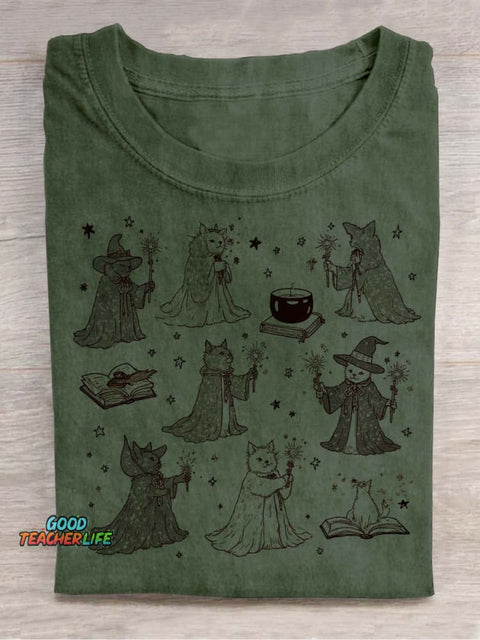 Wizard Cats Decorative Pattern T-shirt