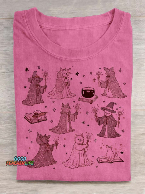 Wizard Cats Decorative Pattern T-shirt
