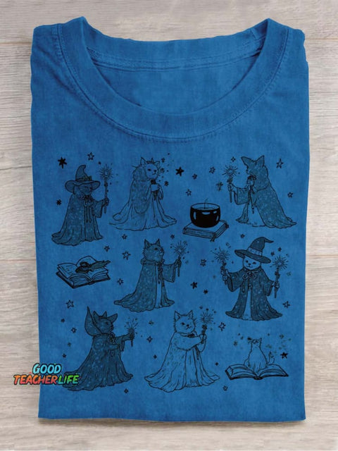 Wizard Cats Decorative Pattern T-shirt