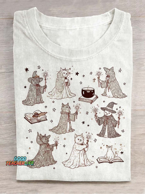 Wizard Cats Decorative Pattern T-shirt