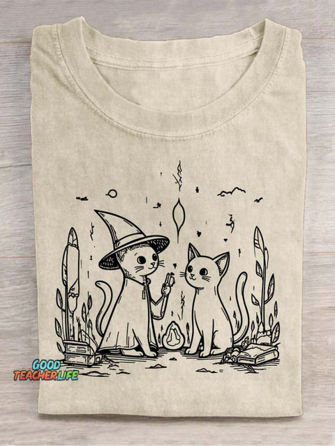 Wizard Cats Decorative Pattern T-shirt