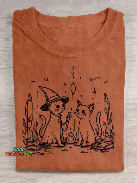 Wizard Cats Decorative Pattern T-shirt