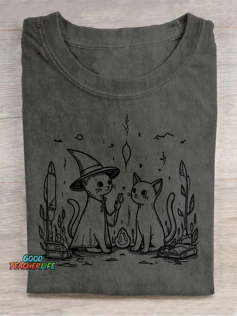Wizard Cats Decorative Pattern T-shirt