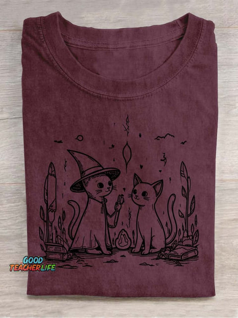 Wizard Cats Decorative Pattern T-shirt