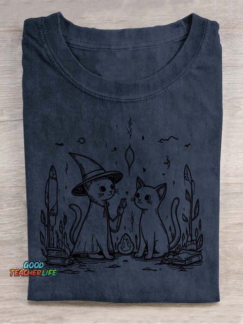 Wizard Cats Decorative Pattern T-shirt