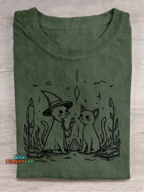 Wizard Cats Decorative Pattern T-shirt