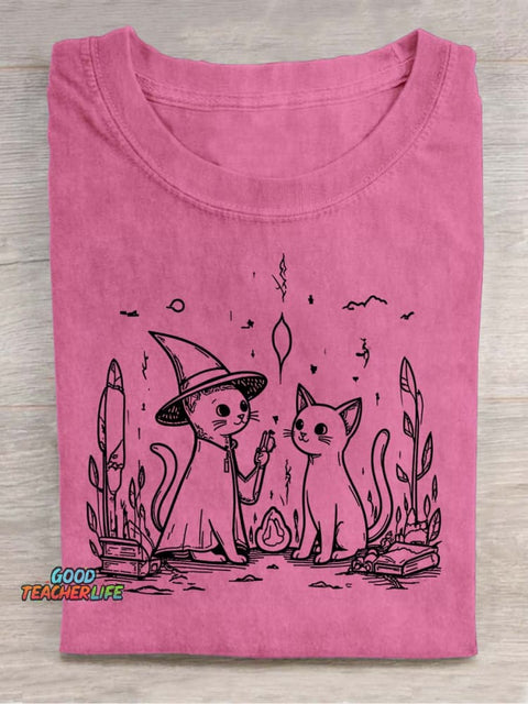 Wizard Cats Decorative Pattern T-shirt