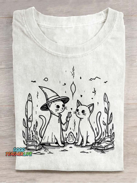 Wizard Cats Decorative Pattern T-shirt