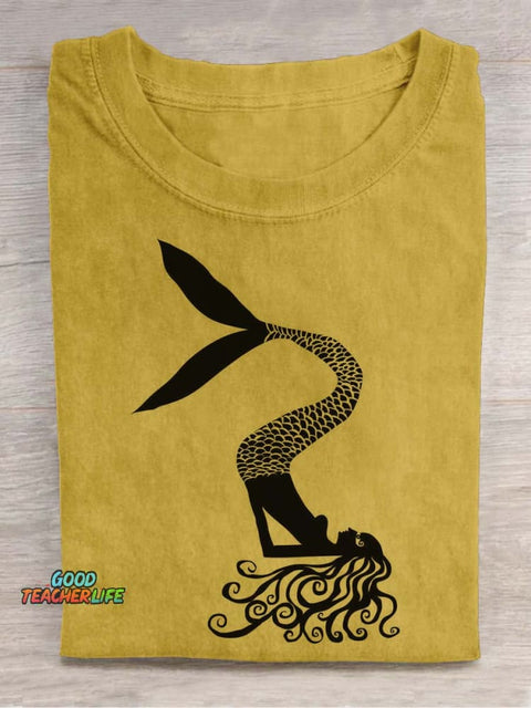 Yoga Mermaid Decorative Pattern T-shirt