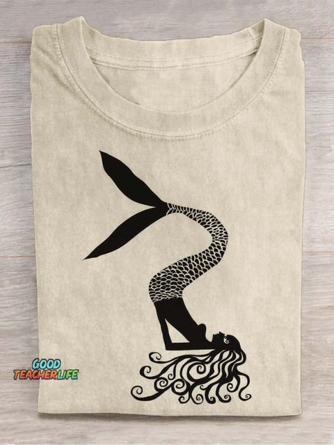 Yoga Mermaid Decorative Pattern T-shirt