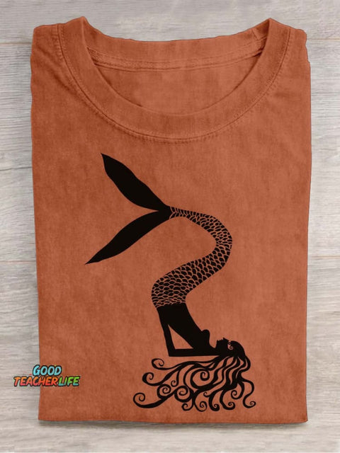 Yoga Mermaid Decorative Pattern T-shirt