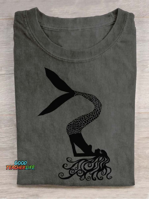 Yoga Mermaid Decorative Pattern T-shirt