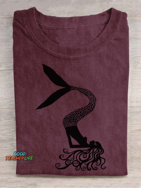 Yoga Mermaid Decorative Pattern T-shirt