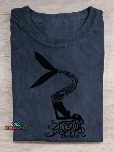 Yoga Mermaid Decorative Pattern T-shirt
