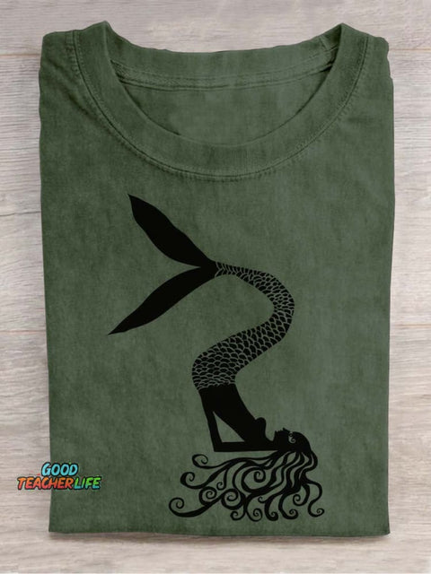 Yoga Mermaid Decorative Pattern T-shirt