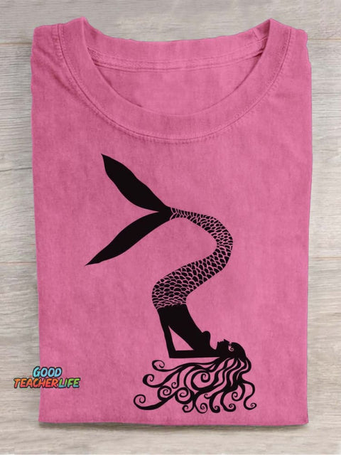 Yoga Mermaid Decorative Pattern T-shirt