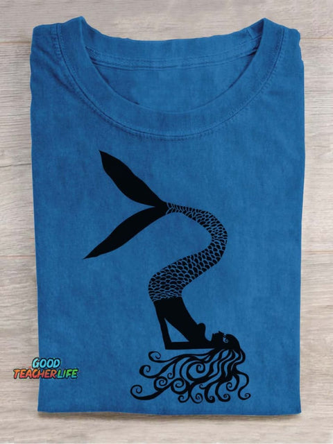 Yoga Mermaid Decorative Pattern T-shirt
