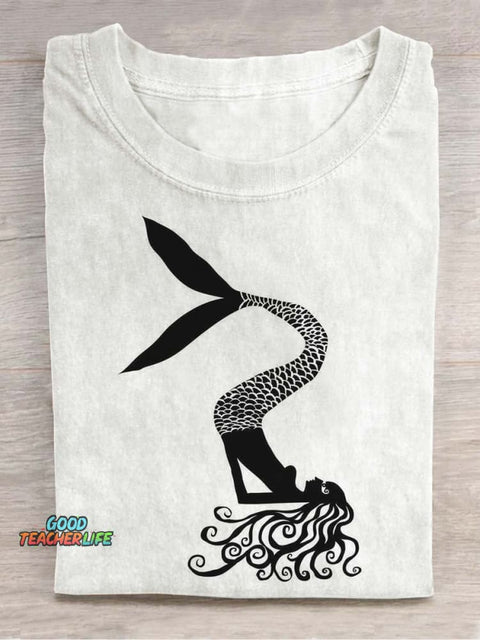 Yoga Mermaid Decorative Pattern T-shirt