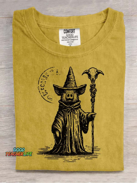 Pig Wizard Decorative Pattern T-shirt