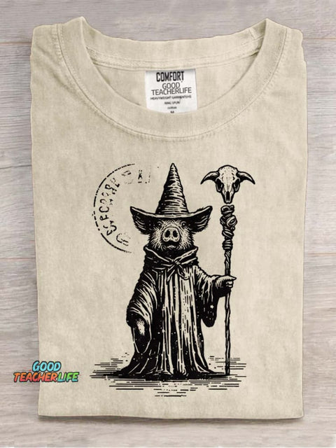 Pig Wizard Decorative Pattern T-shirt
