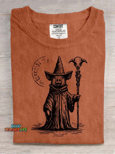 Pig Wizard Decorative Pattern T-shirt