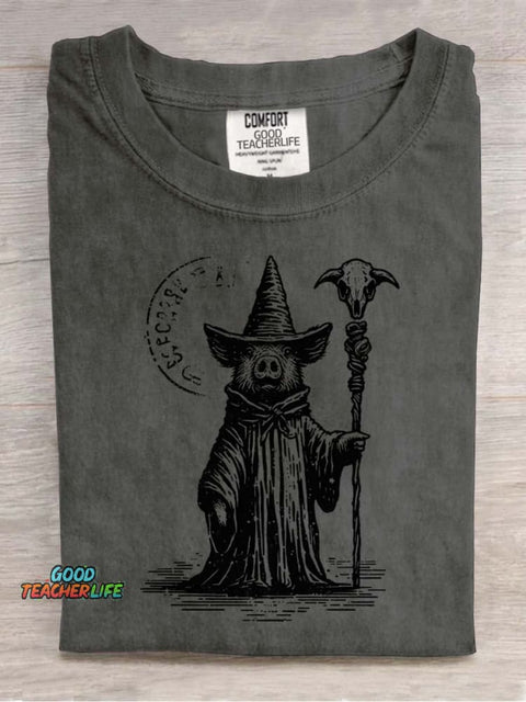 Pig Wizard Decorative Pattern T-shirt