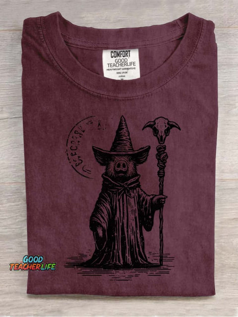 Pig Wizard Decorative Pattern T-shirt