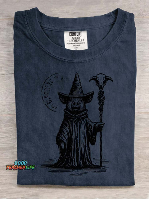 Pig Wizard Decorative Pattern T-shirt