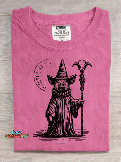 Pig Wizard Decorative Pattern T-shirt